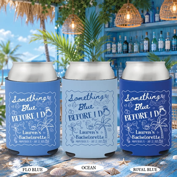 BASNITU Custom Something Blue Before I Do Bachelorette Can Cooler, 5 Pack Drink Sleeves