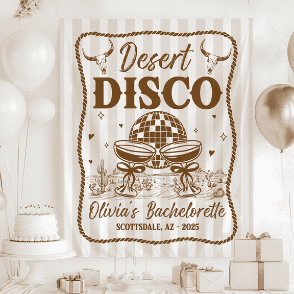 BASNITU Desert Disco Bachelorette Tapestry, Custom Bachelorette Party Banner
