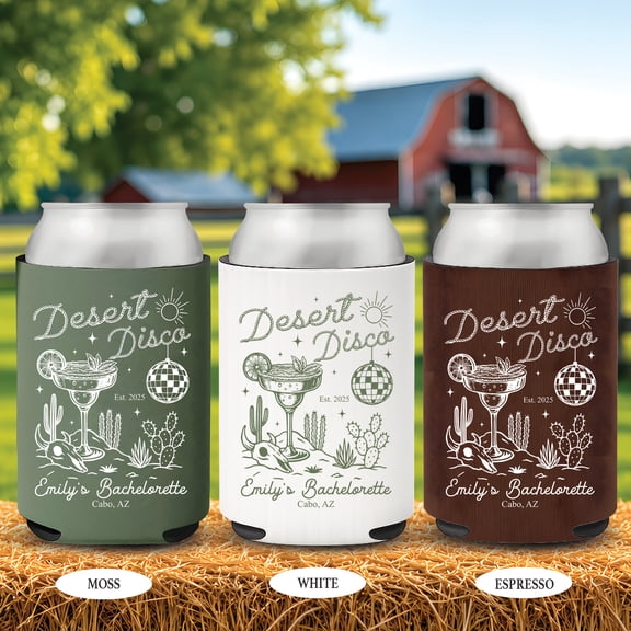 BASNITU Custom Last Hoedown Western Bachelorette Can Cooler, 5 Pack Drink Sleeves