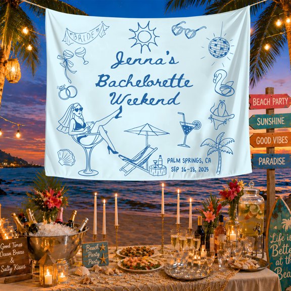 BASNITU Tapestry, Bachelorette Party, Beach Theme, Custom Backdrop
