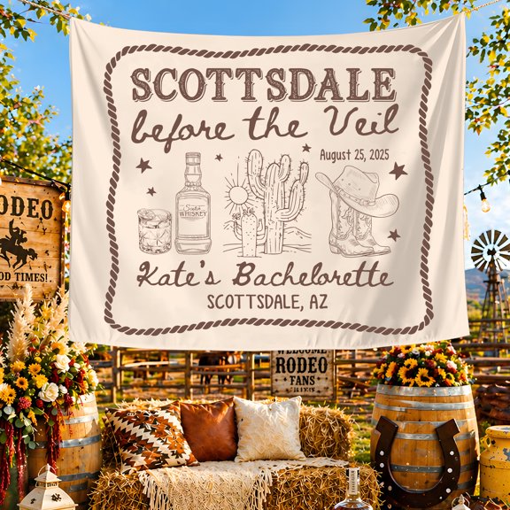 BASNITU Tapestry, Bachelorette Party, Scottsdale Before The Veil Desert Theme, Custom Backdrop