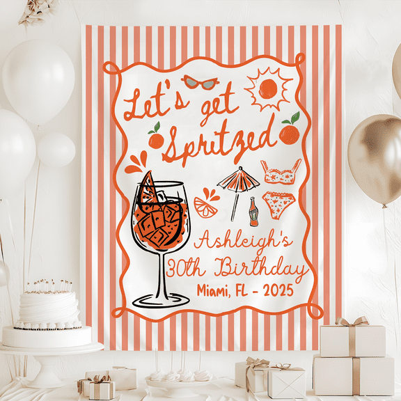 BASNITU Tapestry, Birthday Party, Let's Get Spritzed Theme, Custom Backdrop