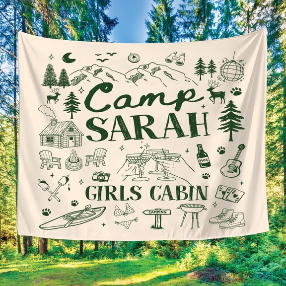 BASNITU Tapestry, Girls Trip Cabin Camping Theme, Party Backdrop Decor