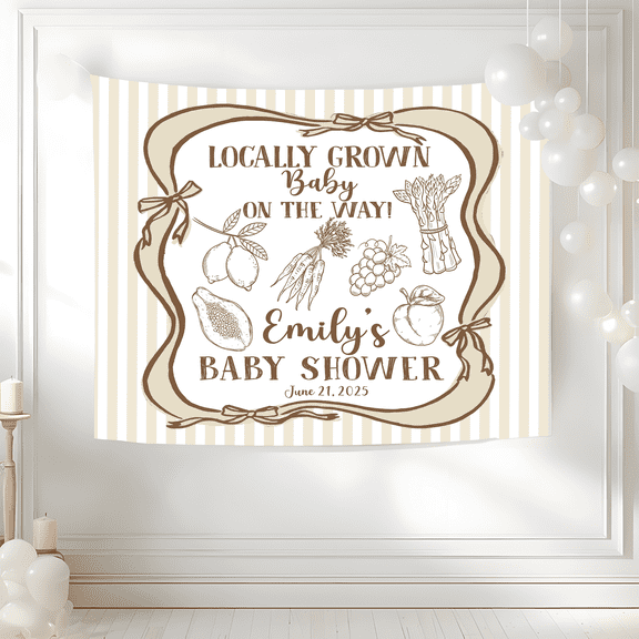 BASNITU Wall Tapestry, Baby Shower, Locally Grown Theme, Custom Banner