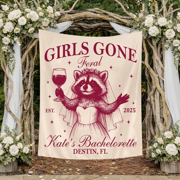 BASNITU Wall Tapestry, Bachelorette Party, Girls Gone Feral Raccoon, Custom Backdrop