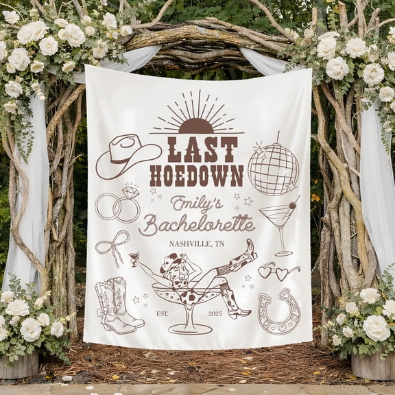 BASNITU Wall Tapestry, Bachelorette Party, Last Hoedown Western Disco, Custom Backdrop