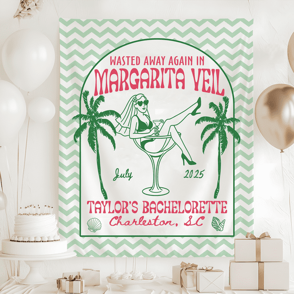 BASNITU Wall Tapestry, Bachelorette Party, Margarita Veil, Custom Backdrop