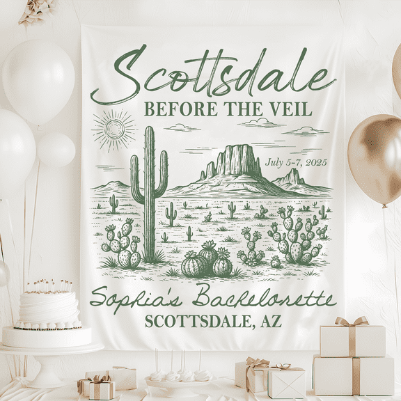 BASNITU Wall Tapestry, Bachelorette Party, Scottsdale Before The Veil Desert, Custom Backdrop