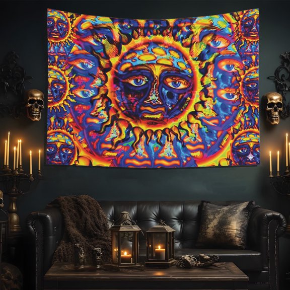 BASNITU Wall Tapestry, Mystical Sun Psychedelic Trippy Design, Wall Hanging Décor