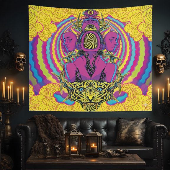 BASNITU Wall Tapestry, Psychedelic Abstract Trippy Design, Room Décor