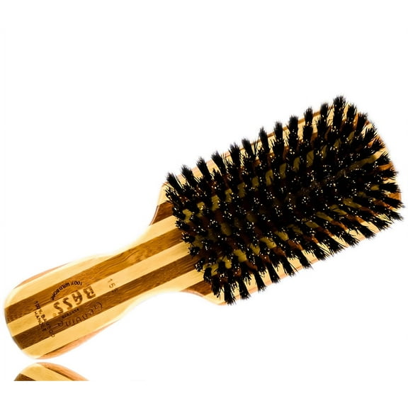 Bass Brushes Classic Men's Club Style 100% Natural Boar Bristles Striped Bamboo Handle 1 Brush