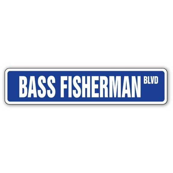 BASS FISHERMAN Aluminum Street Sign fish fishing boat rod lover | Indoor/Outdoor |  18" Wide