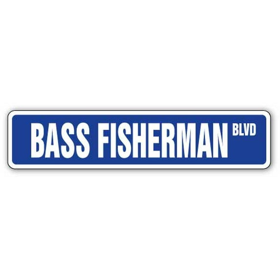 BASS FISHERMAN Aluminum Street Sign fish fishing boat rod lover | Indoor/Outdoor | 24" Wide