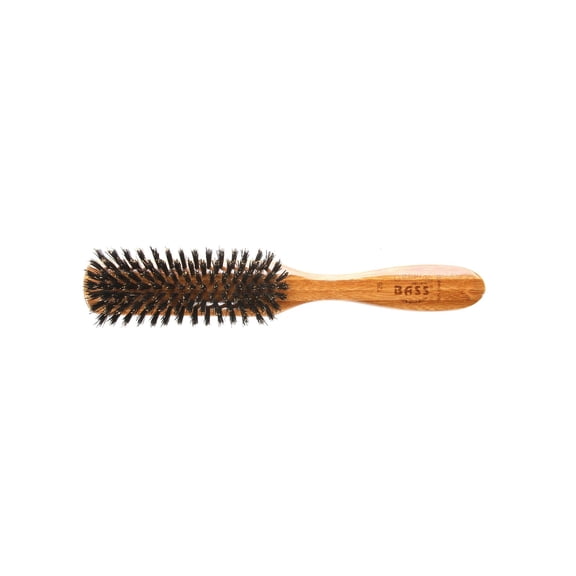 Bass Brushes Semi Oval Seven Row Design Hairbrush 100% Wild Boar Bristles Light Wood Handle 1 Brush