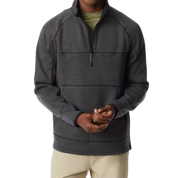 BASS OUTDOOR Mens Quarter Zip Pullover Sweater, Grey, Medium