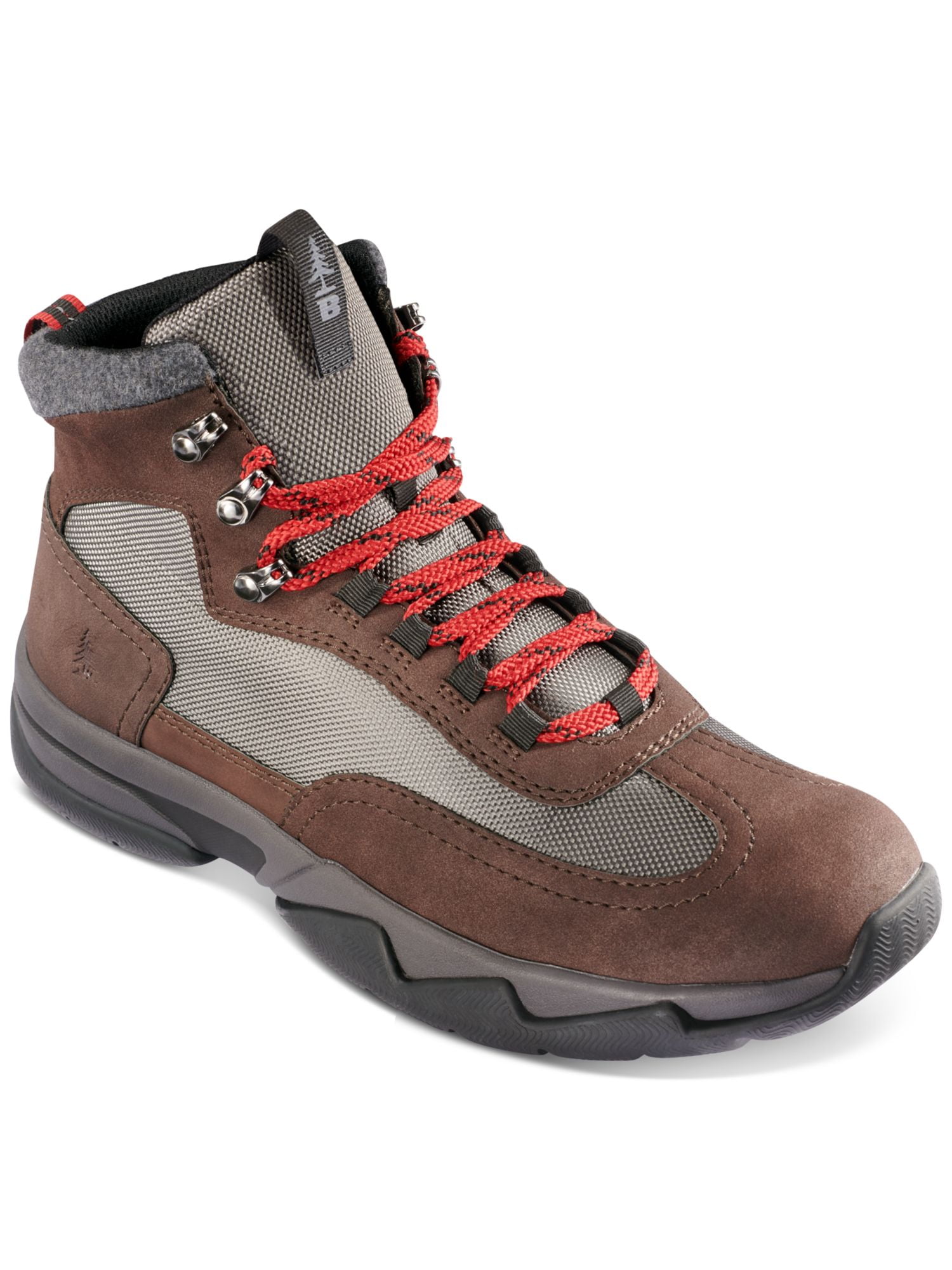 Bass hiking boots in charcoal gray with red and black laces! Georgia Boot Eagle Trail Waterproof Grey/Black Hiker main image 2