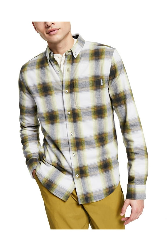 Mens Flannel Plaid Button-Down Shirt