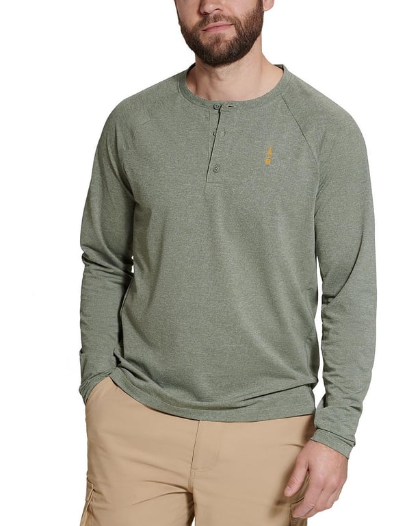 Mens Hilltop Logo Long Sleeve Henley Shirt