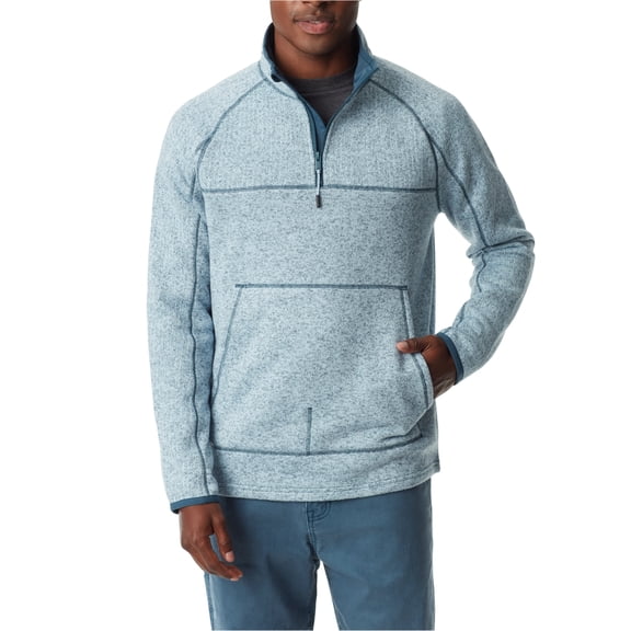 BASS OUTDOOR Mens Quarter Zip Sweater Long Sleeve Orion Light Blue XL