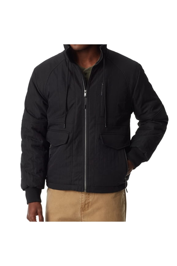 Mens Quilted Bomber Jacket, Black, Large
