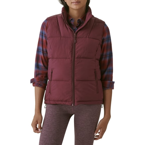 BASS OUTDOOR Womens Puffer Vest Quilted Gilet with Front Zipper, FIG, Large