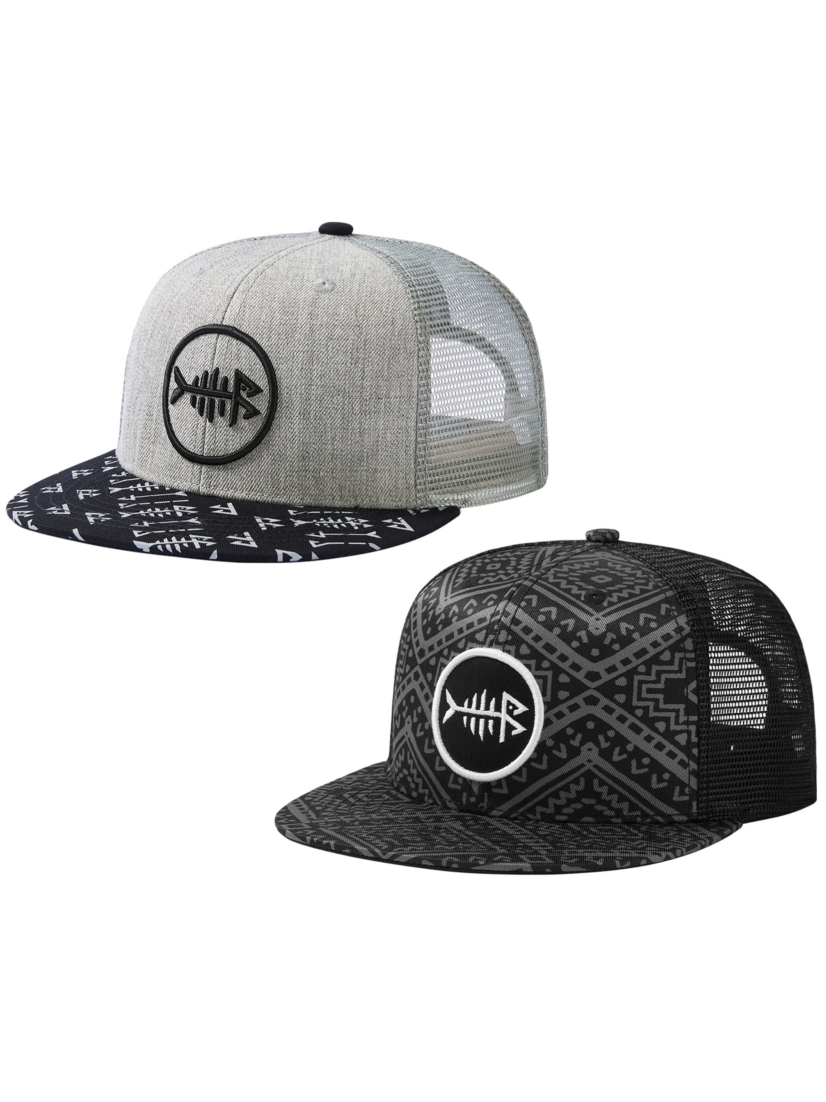 BASSDASH Pack Flat Brim Trucker Cap Adjustable Snapback Hat Mesh