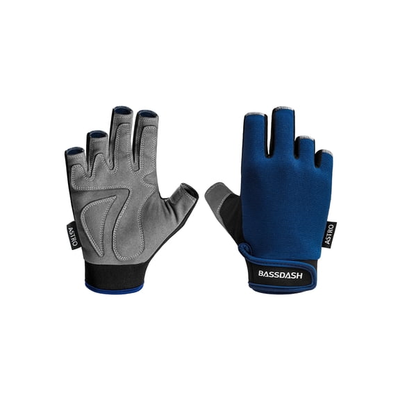 BASSDASH Astro Heavy-Duty Sure Grip Fishing Gloves Men’s Women’s Fingerless Gloves for Game Fishing Kayaking Paddling Sailing MTB
