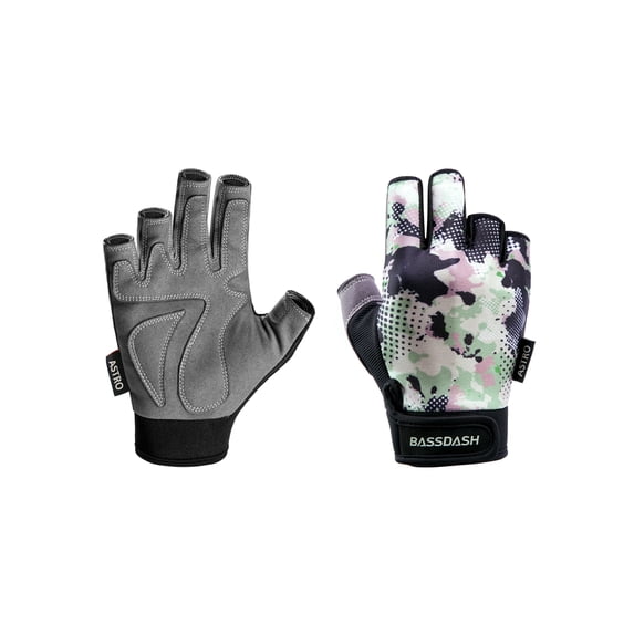 BASSDASH Astro Heavy-Duty Sure Grip Fishing Gloves Men’s Women’s Fingerless Gloves for Game Fishing Kayaking Paddling Sailing MTB