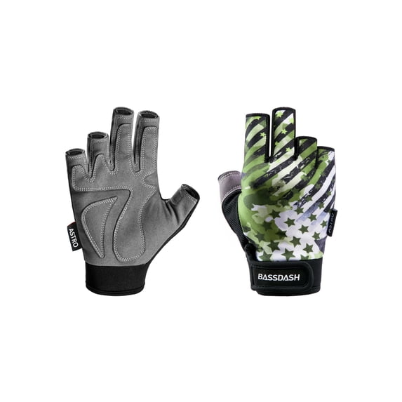 BASSDASH Astro Heavy-Duty Sure Grip Fishing Gloves Men’s Women’s Fingerless Gloves for Game Fishing Kayaking Paddling Sailing MTB