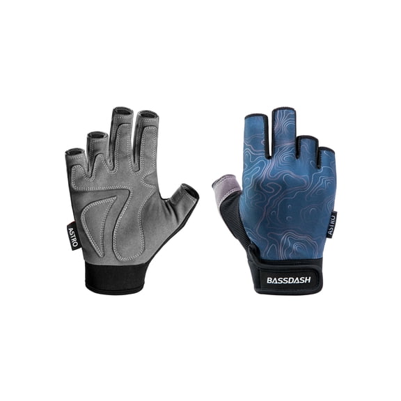 BASSDASH Astro Heavy-Duty Sure Grip Fishing Gloves Men’s Women’s Fingerless Gloves for Game Fishing Kayaking Paddling Sailing MTB