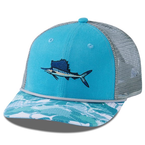 BASSDASH Camo Rope Trucker Hat Adjustable Embroidered Baseball Cap Mesh Back for Duck Deer Hunting Fly Fishing Camping