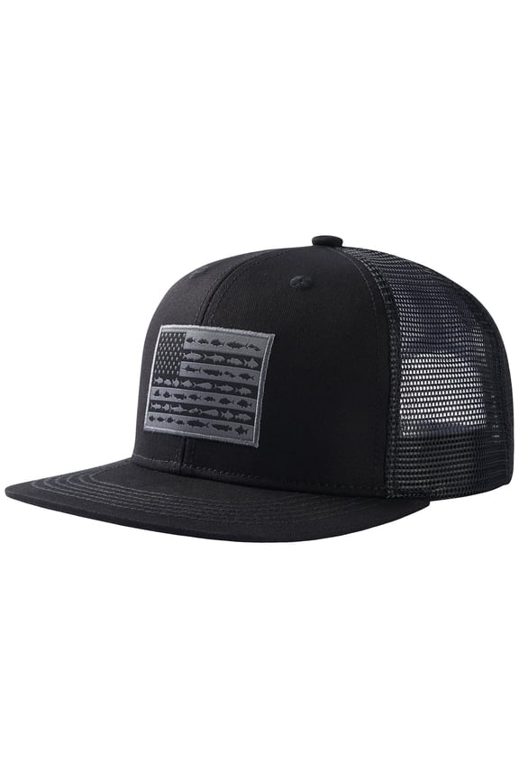 Flat Brim Trucker Cap Adjustable Snapback Hat Mesh Back For Men Women Fishing Hunting