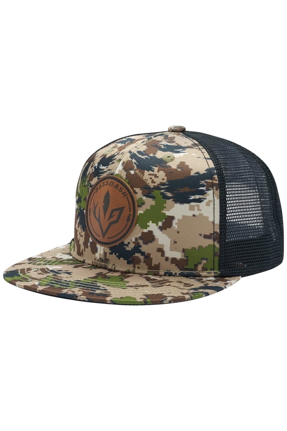 Flat Brim Trucker Cap Adjustable Snapback Hat Mesh Back For Men Women Fishing Hunting