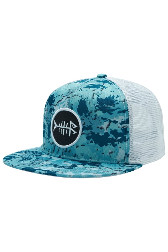 Flat Brim Trucker Cap Adjustable Snapback Hat Mesh Back For Men Women Fishing Hunting