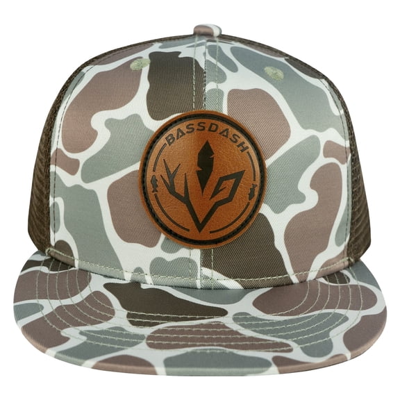 BASSDASH Flat Brim Trucker Cap Adjustable Snapback Hat Mesh Back For Men Women