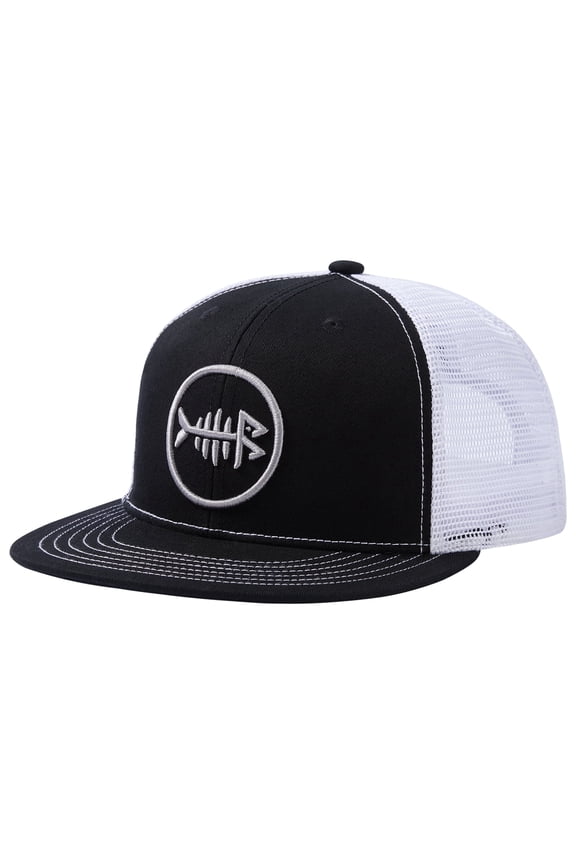 Flat Brim Trucker Cap Adjustable Snapback Hat Mesh Back For Men Women