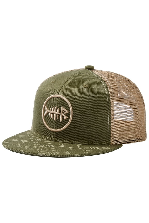 Flat Brim Trucker Cap Adjustable Snapback Hat Mesh Back For Men Women