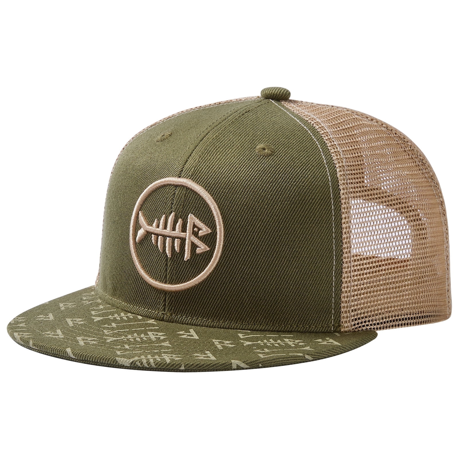 BASSDASH Flat Brim Trucker Cap Adjustable Snapback Hat Mesh Back For Men Women