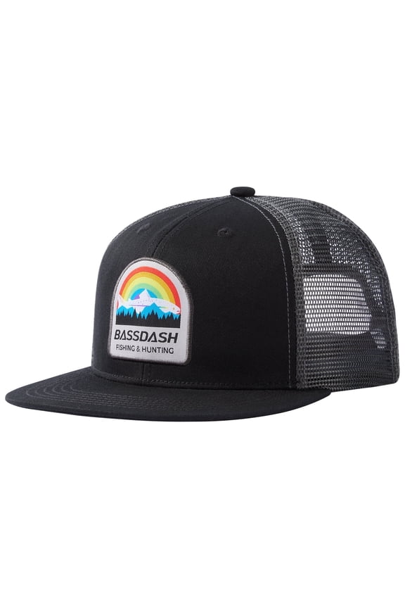 Flat Brim Trucker Cap Adjustable Snapback Hat Mesh Back For Men Women