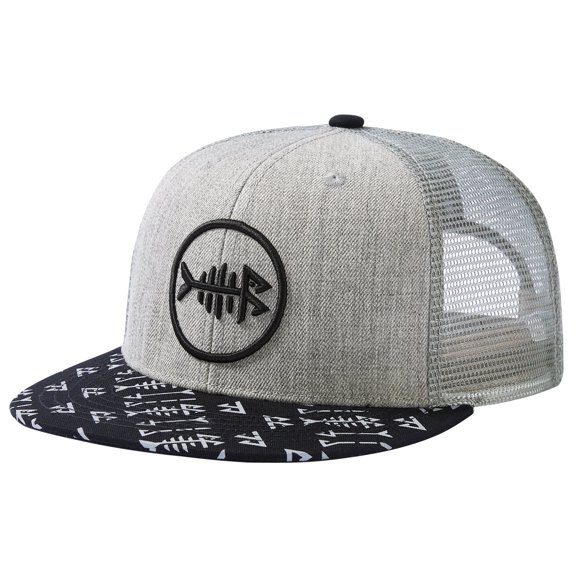 BASSDASH Flat Brim Trucker Cap Adjustable Snapback Hat Mesh Back For Men Women