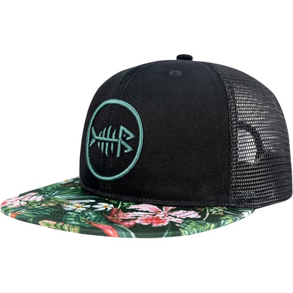 *BASSDASH Flat Brim Trucker Cap Adjustable Snapback Hat Mesh Back for Men Women*