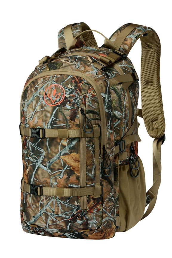 Hunting Backpack with Detachable Sub Bag & Bow Rifle Holder Rain Cover Water Resistant Camo Pack HP02