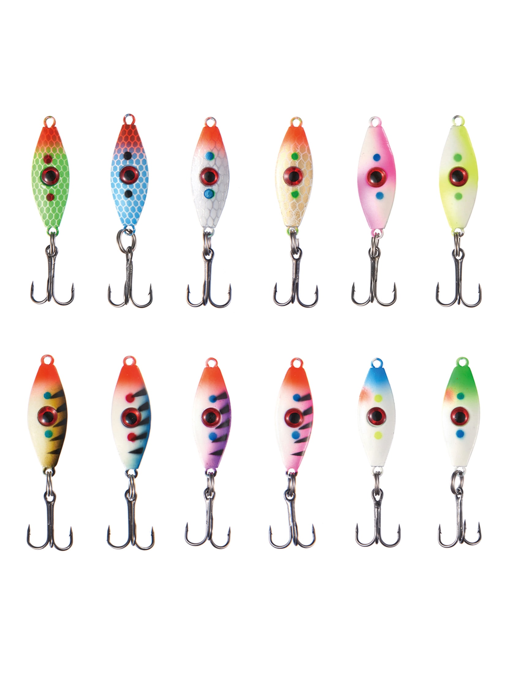 BASSDASH Ice Fishing Lure Kit Glowing Paint Jigs for Winter Ice Jigging  Crappie Sunfish Perch Walleye Pike, image size:1650x2200