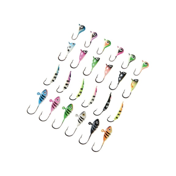 BASSDASH Ice Fishing Lure Kit Glowing Paint Jigs for Winter Ice Jigging Crappie Sunfish Perch Walleye Pike