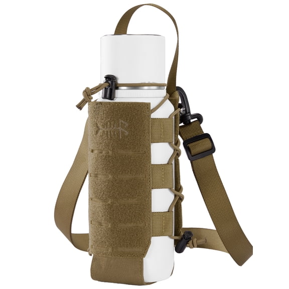 BASSDASH MOLLE Water Bottle Holder Pouch with Shoulder Strap Modular Bag for Fishing Hunting Hiking Travel Outdoor Activities