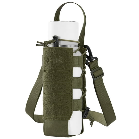 BASSDASH MOLLE Water Bottle Holder Pouch with Shoulder Strap Modular Bag for Fishing Hunting Hiking Travel Outdoor Activities