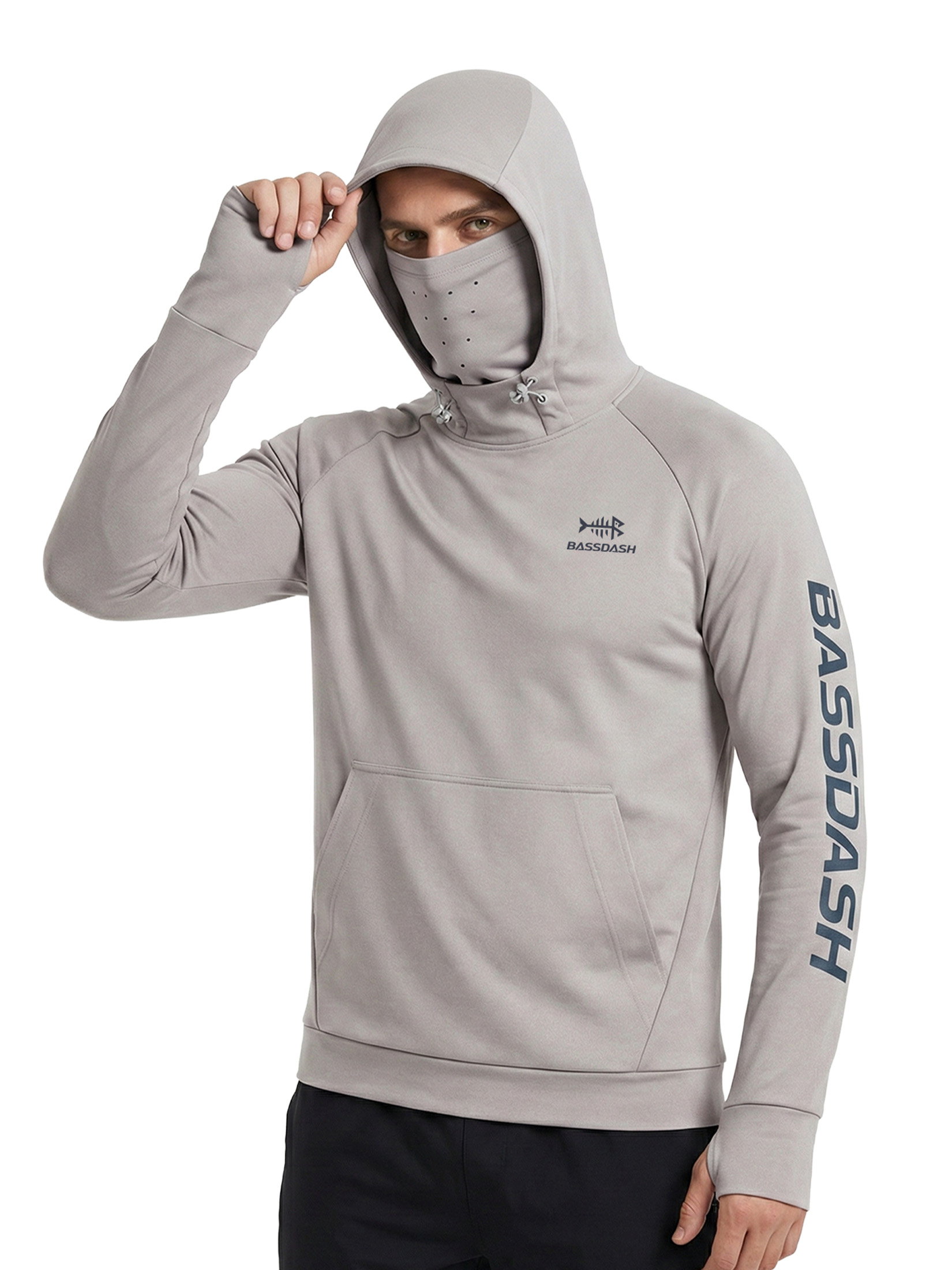 BASSDASH Men’s Fishing Fleece Hoodie with Neck Gaiter Water Resistant Performance Hunting Sweatshirt FS18M