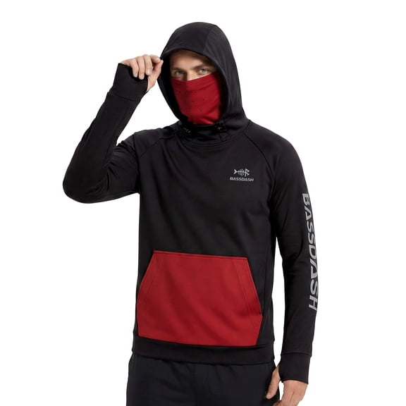 BASSDASH Men’s Fishing Fleece Hoodie with Neck Gaiter Water Resistant Performance Hunting Sweatshirt FS18M