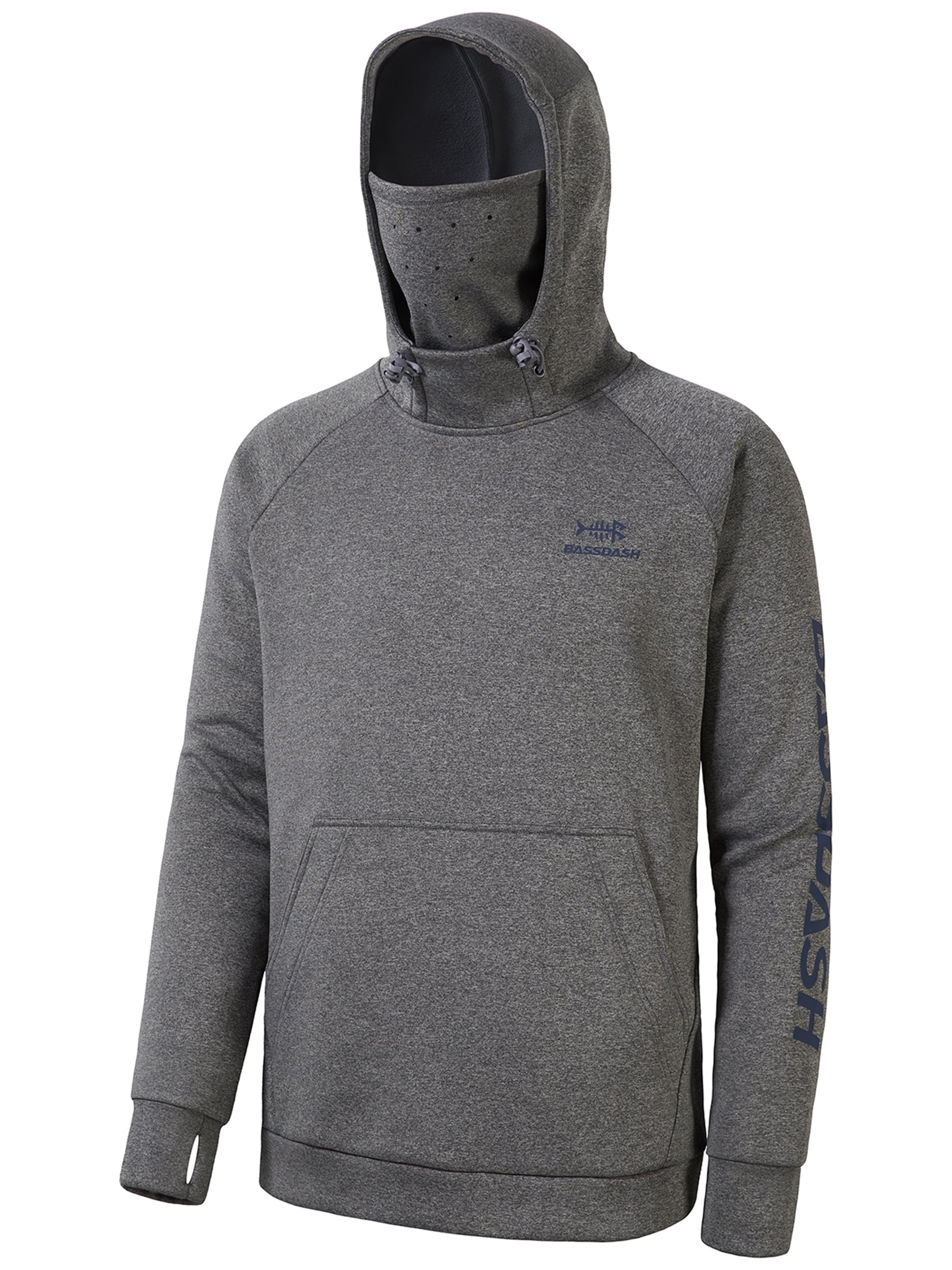 BASSDASH Mens Fishing Fleece Hoodie with Neck Gaiter Water Resistant Performance Hunting Sweatshirt FS18M