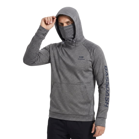 BASSDASH Men’s Fishing Fleece Hoodie with Neck Gaiter Water Resistant Performance Hunting Sweatshirt FS18M